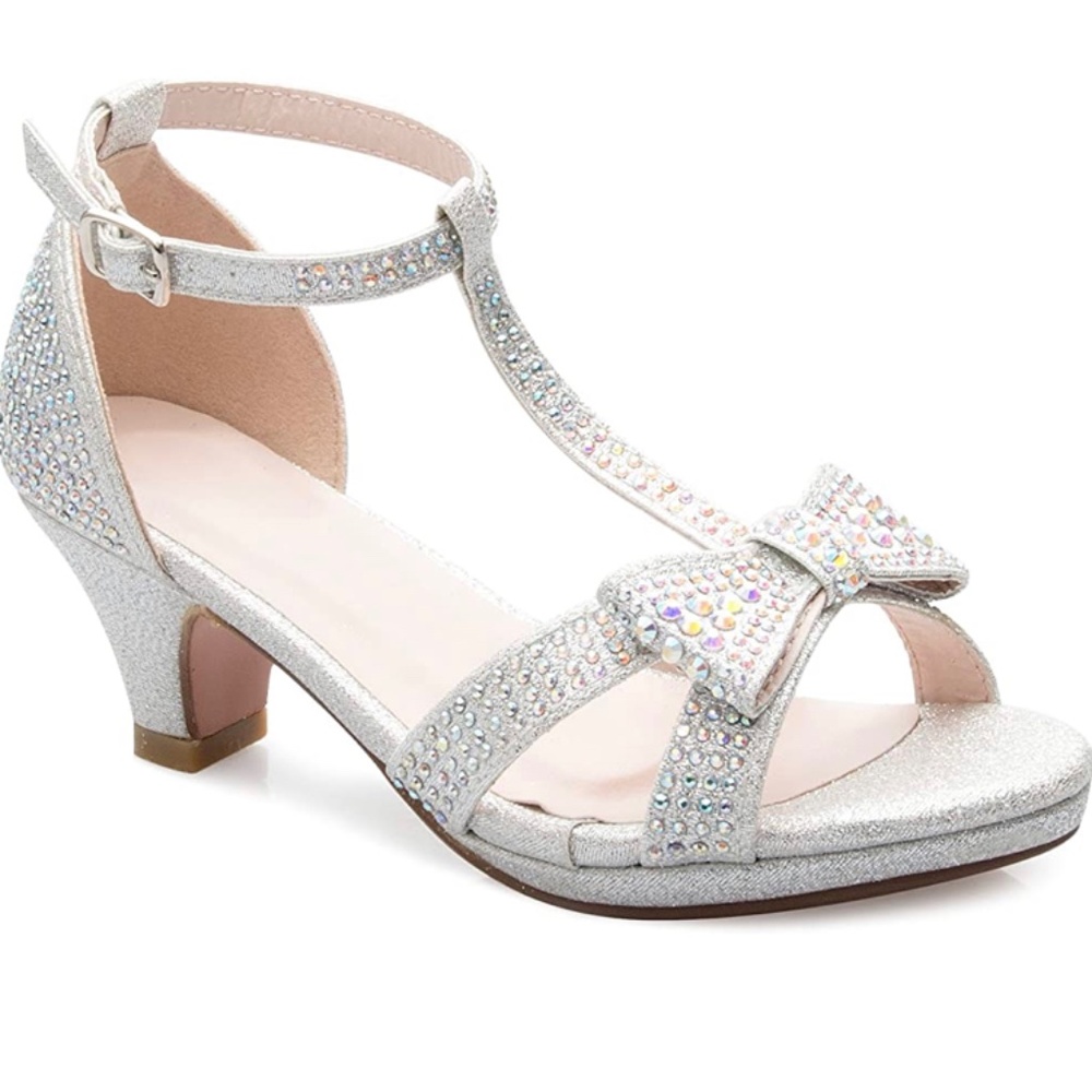 Girls Rhinestone Kitten Heel